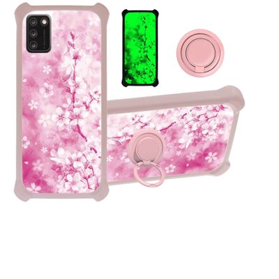 jioeuinly Case for TCL A3x Case Compatible with TCL A3x A600dl Phone Case Cover [with Tempered Glass Screen Protector][Hard PC + Soft Silicone][Ring Support] [Luminous Effect] YGF-MH