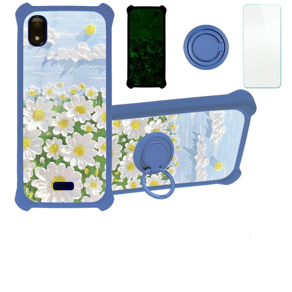 jioeuinly Moxee M2160 Case Compatible with Moxee M2160 Phone Case Cover [with Tempered Glass Screen Protector][Hard PC + Soft Silicone][Ring Support] [Luminous Effect] YGL-CJ