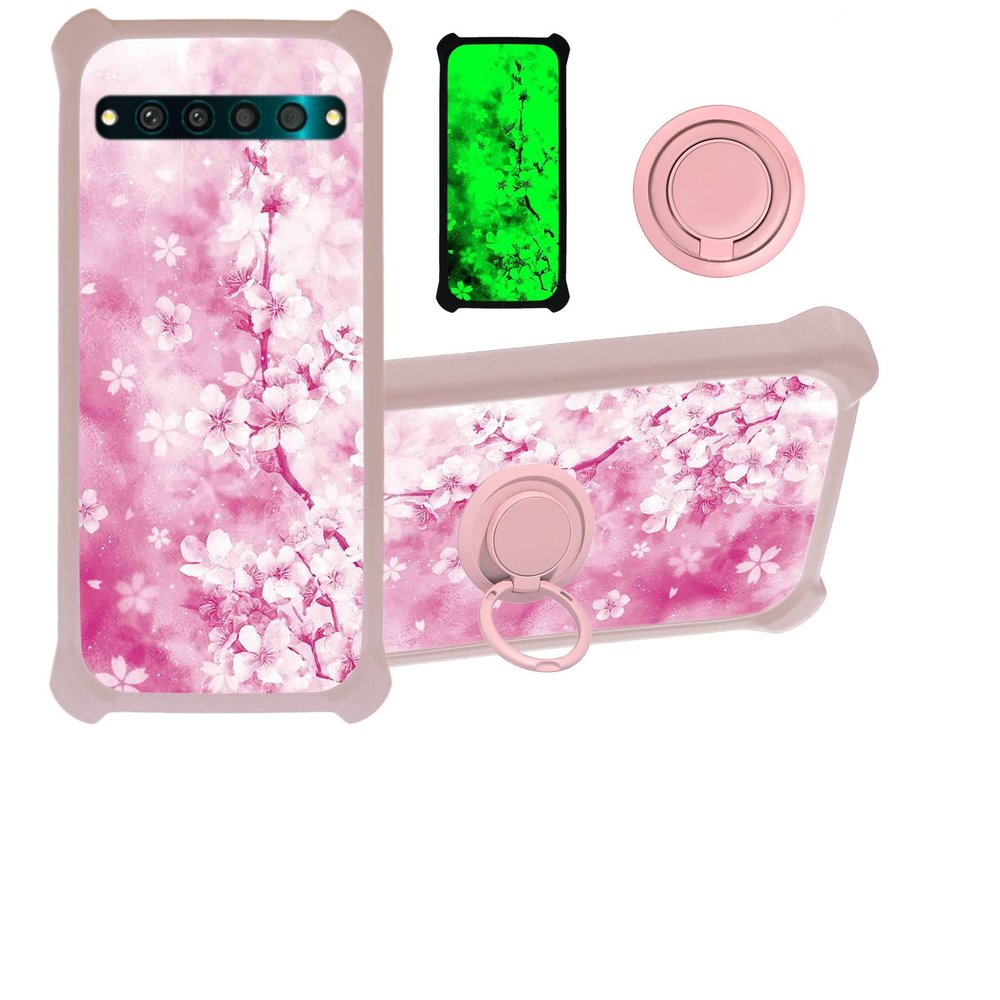 jioeuinly Case for TCL 10 Pro Case Compatible with TCL 10 Pro Phone Case Cover [with Tempered Glass Screen Protector][Hard PC + Soft Silicone][Ring Support] [Luminous Effect] YGF-MH