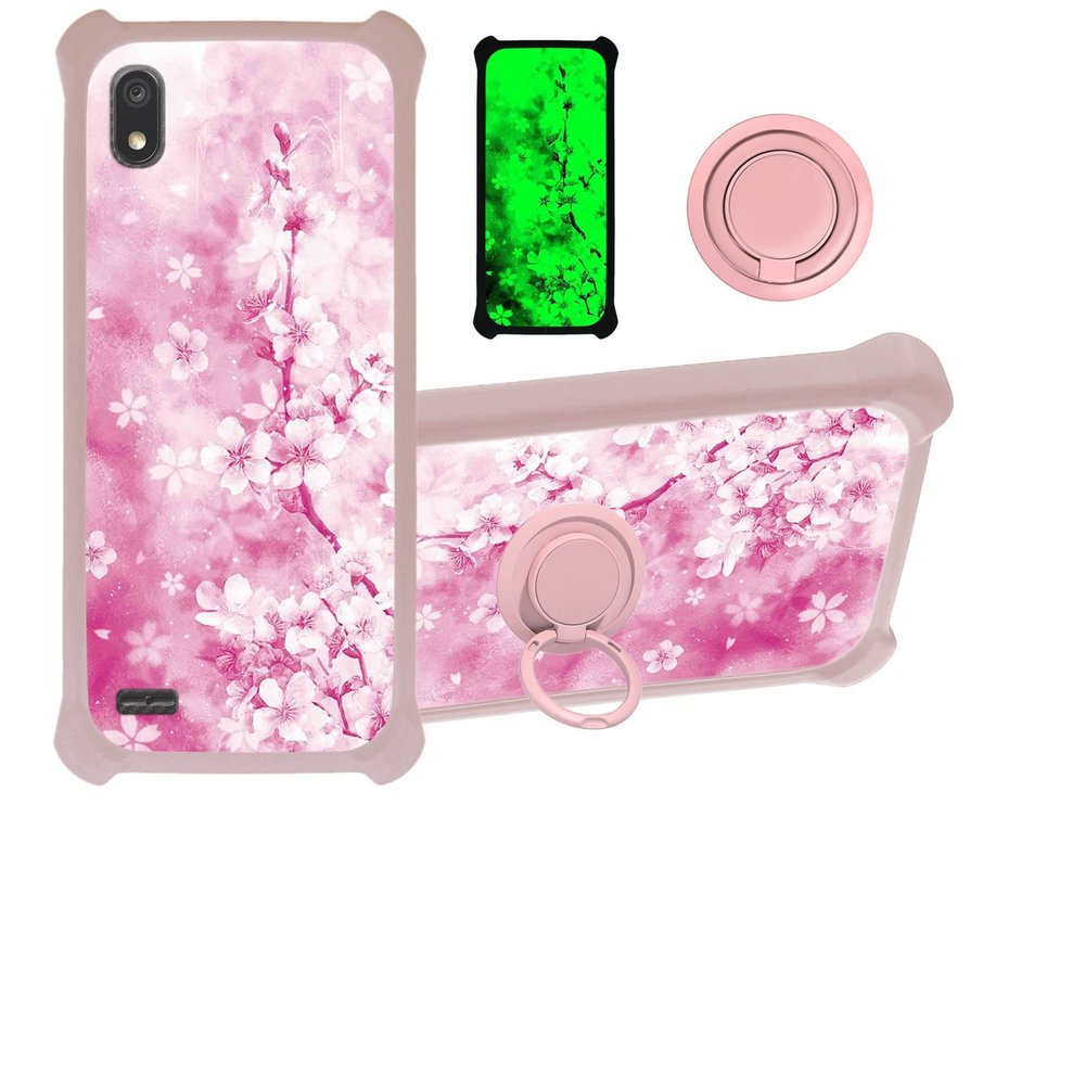 jioeuinly Case for TCL A2 A507dl Case Compatible with TCL Signa Phone Case Cover [with Tempered Glass Screen Protector][Hard PC + Soft Silicone][Ring Support] [Luminous Effect] YGF-MH