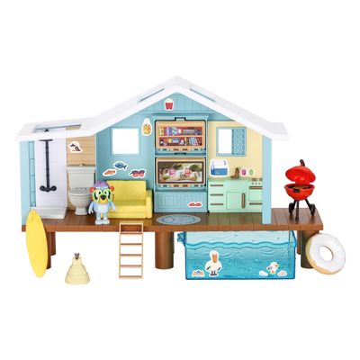 Bluey Beach Cabin Playset, 10, Customizable Toddler House Playset with 10 Play Pieces and 2.5 Goggles Figure, Toy Houses for Kids Ages 3+