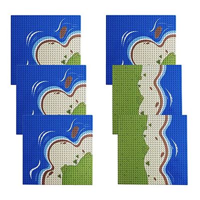 Apostrophe Games Island Building Blocks Base Plates Compatible with All Major Brands - 6 Pack of Beach Plates - 4 Corners & 2 Straight