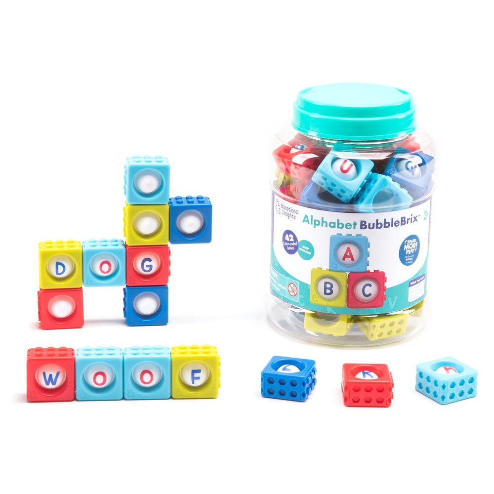 Educational Insights Alphabet BubbleBrix - ABC Learning Toys for Toddlers, Preschool Letter Recognition Blocks and Fine Motor Manipulatives, Alphabet Pop It, Classroom Activities for Kids Ages 3+