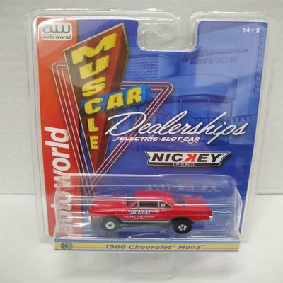 Auto World SC385-3B Muscle Car Dealerships 1966 Nova HO Scale Electric Slot Car - Red