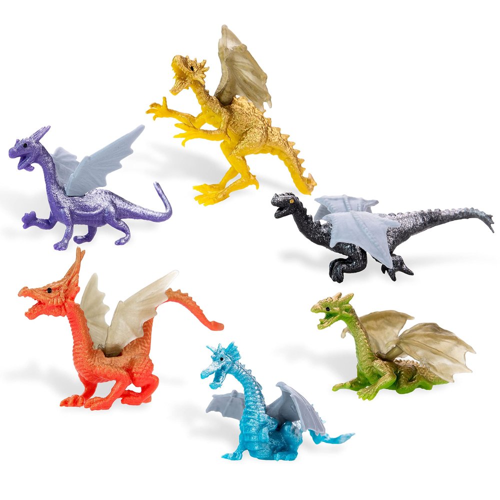 Dragon Toys - 24 Pcs Dragon Playset in The Box - Dragon Figurine for Party Favors - Classroom Prizes Pinata Stuffers - Dragon Toy Goodie Bag Supplies - Bulk Gifts for Kids - Easter Gifts for Kids