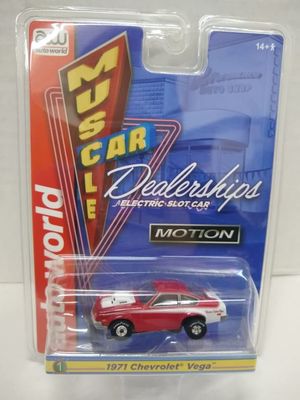 Auto World SC385-1B Muscle Car Dealerships 1971 Vega HO Scale Electric Slot Car - Red with White