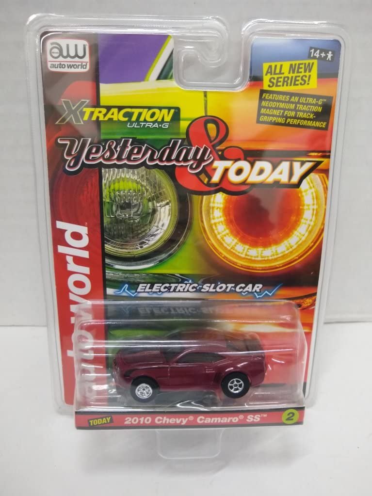 Auto World SC384-2B Yesterday & Today 2010 Camaro SS HO Scale Electric Slot Car - Garnet Red