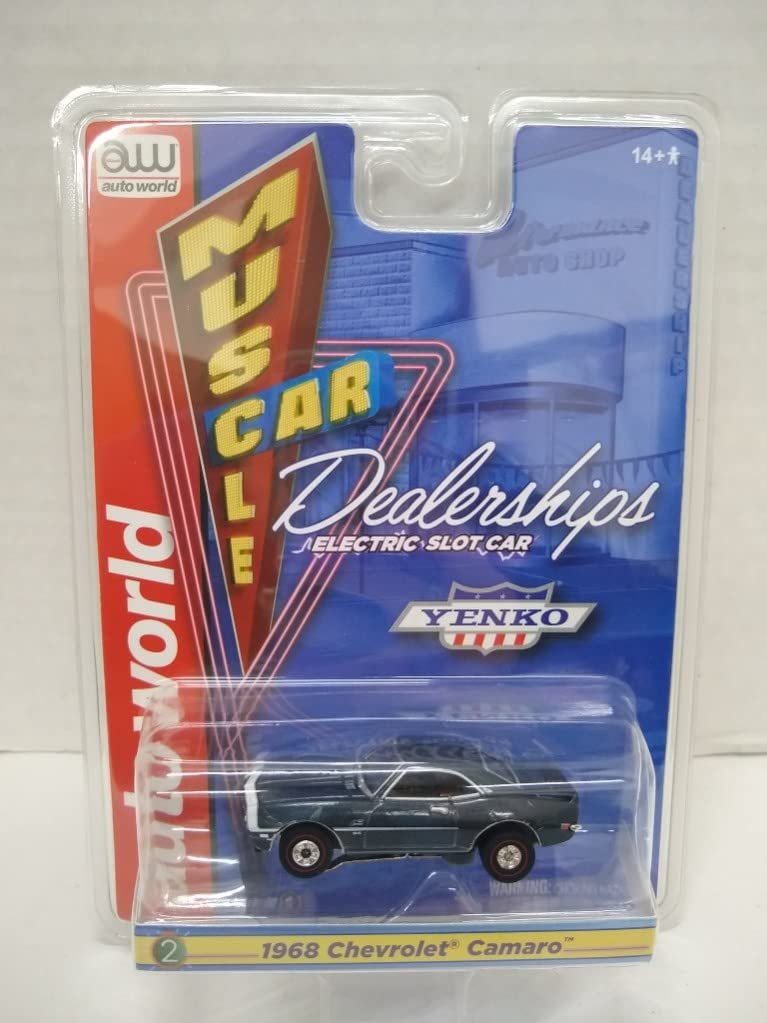 Auto World SC385-2B Muscle Car Dealerships 1968 Camaro HO Scale Electric Slot Car - Blue