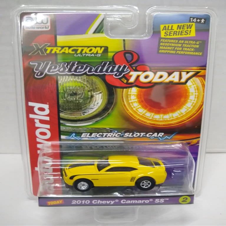 Auto World SC384-2A Yesterday & Today 2010 Camaro SS HO Scale Electric Slot Car - Yellow