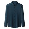 Long Sleeve Stylish Shirts for Men Solid Lightweight Slim Shirts Classic Casual Business Button Down Dress Shirt (Dark Green,Large) view 1