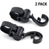 2 Pack Stroller Hooks 360 Degree Rotatable Baby Stroller Hanging Clips Hook for Mommy Stroller Multipurpose Hooks Stroller Clip Straps for Hanging Diaper Bags Grocery Shopping Bags (Black) view 2