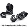 2 Pack Stroller Hooks 360 Degree Rotatable Baby Stroller Hanging Clips Hook for Mommy Stroller Multipurpose Hooks Stroller Clip Straps for Hanging Diaper Bags Grocery Shopping Bags (Black) view 4