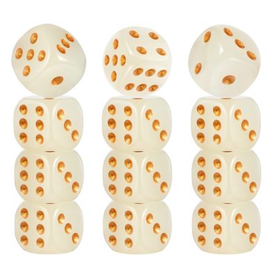 NUOBESTY 10pcs Dice Props Rounded Corners Fluorescent Entertainment Toys for Party Bar and Game Night Supplies Unique Design