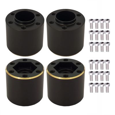 AMOGOT 4Pcs Brass Weights RC 12mm Hex Extended Wheel Hub Adapters for 1.9/2.2inch Beadlock Wheel Rim Widen Adapter Axial Scx10 90046 Trx4 Wraith Gen7 Gen8 D90 CC01 1/10 RC Crawler B(18mm)
