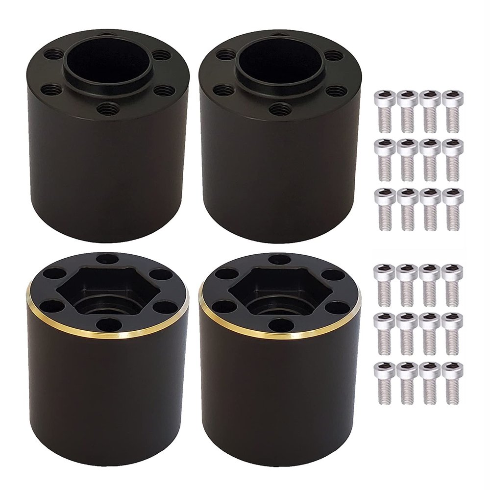 AMOGOT 4Pcs Brass Weights RC 12mm Hex Extended Wheel Hub Adapters for 1.9/2.2inch Beadlock Wheel Rim Widen Adapter Axial Scx10 90046 Trx4 Wraith Gen7 Gen8 D90 CC01 1/10 RC Crawler B(22mm)