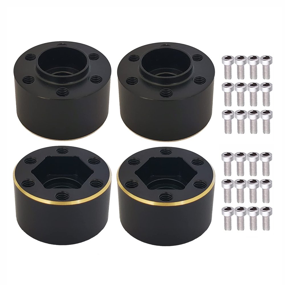 AMOGOT 4Pcs Brass Weights RC 12mm Hex Extended Wheel Hub Adapters for 1.9/2.2inch Beadlock Wheel Rim Widen Adapter Axial Scx10 90046 Trx4 Wraith Gen7 Gen8 D90 CC01 1/10 RC Crawler B(12mm)
