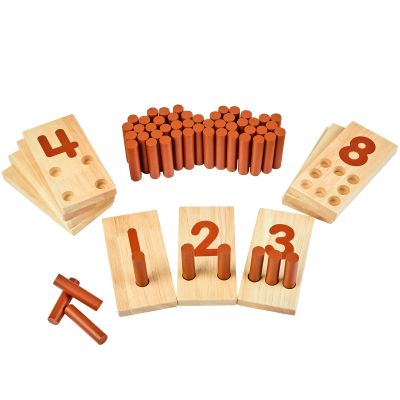 Excellerations Peg Number Board, Included: 10 Rubberwood Boards + 55 Wood Pegs + Storage Bag, Montessori Math Materials, Learning Manipulatives, Counting for Kids, Reggio Emilia Classroom Essentials