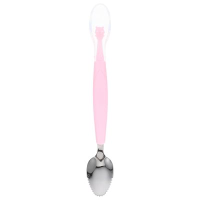 1pcs Double Head Baby Spoon,Silicone Baby Fruit Scraping Mud Spoon Feeding Spoons Training Spoon Set for Infants Baby,