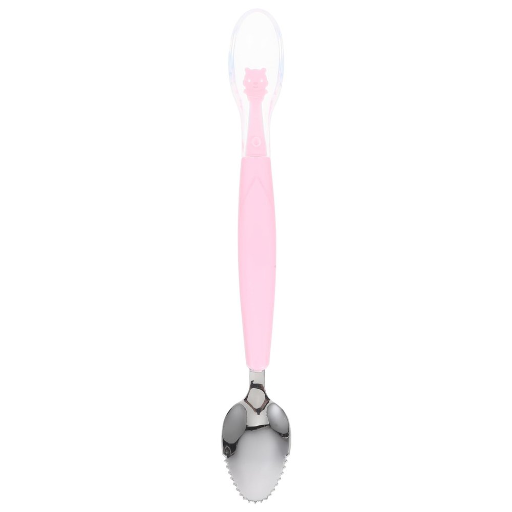 1pcs Double Head Baby Spoon,Silicone Baby Fruit Scraping Mud Spoon Feeding Spoons Training Spoon Set for Infants Baby,