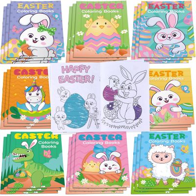 36 Pcs Easter Coloring Books Bulk for Kids Party Favors Easter Activity Mini Coloring Book Egg Basket Goodie Bag Stuffers for Kids Classroom School Activity
