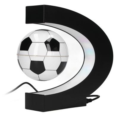 Magnetic Levitating Soccer Globe, LED Light Up Floating Globes with C Shape Base Men Father Boys, Float Low Friction Levitating Soccer 100-240V Desk Gadget in Office Home Decor(US