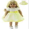 American Fashion World White and Yellow Lace Polka Dot Dress for 18-Inch Dolls | Premium Quality & Trendy Design | Dolls Clothes | Outfit Fashions for Dolls for Popular Brands view 1