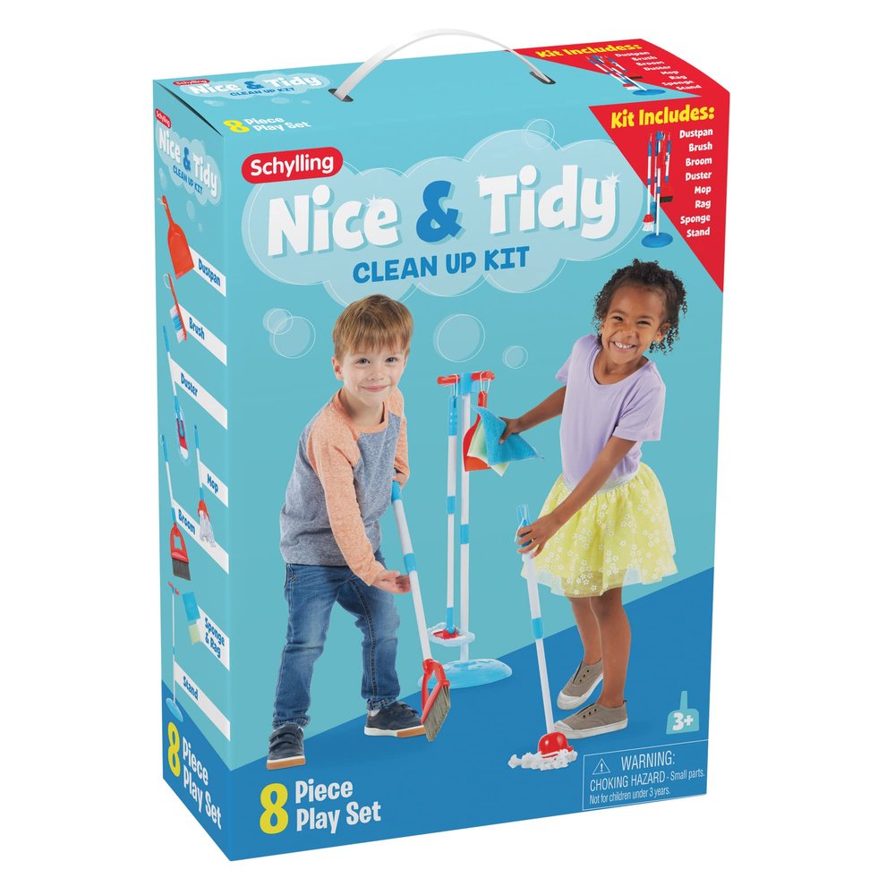 Schylling-Nice and Tidy Clean Up Kit-Toddler Toy Cleaning Set, Ages 3+-NTCK