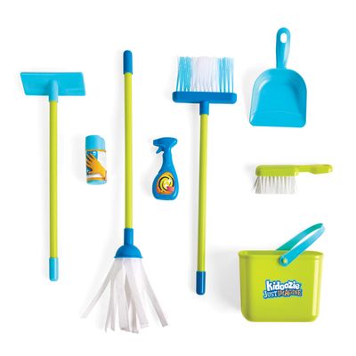 Kidoozie Cleaning Essentials Playset - 9-Piece Pretend Play Set with Broom, Mop, Duster, Dustpan, Bucket, and More!