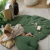 100% Linen Organic Play Mat Leaf Baby Padded Rug Monstera Tropic Nursery Floor Toddler Kids Playmat for Crawling Rug Activity Playing Gym Cushioned Quilted Baby Mat Natural (Green Mat) view 2