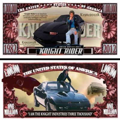 Anime Source Knight Rider Television Series KITT Commemorative Novelty Million Bill with Semi Rigid Protector