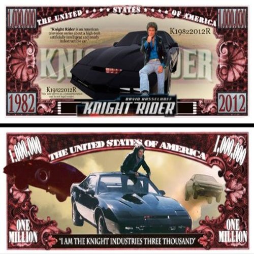 Anime Source Knight Rider Television Series KITT Commemorative Novelty Million Bill with Semi Rigid Protector