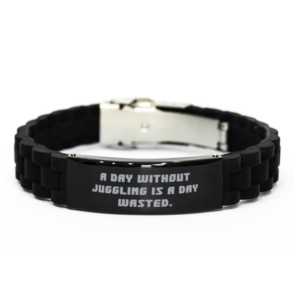 Cheap Juggling Black Glidelock Clasp Bracelet, A Day, Gifts for Men Women, Present from Friends, Engraved Bracelet for Juggling