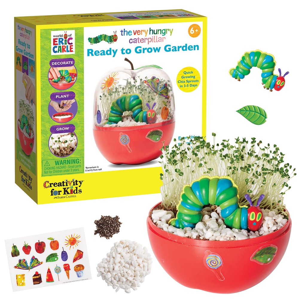 Creativity for Kids The Very Hungry Caterpillar: Ready to Grow Garden - Science Terrarium Kit Inspired from The World of Eric Carle Books, Learning & Education Gifts for Kids (Ages 6+)