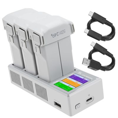 Hanatora LCD Parallel Charger with Storage Charge,Discharge for DJI Mini 4 3 Pro Battery,Two-Way Charging Hub,Fast Charge Three Batteries Drone Accessories