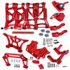 hopsupRC RC Alloy Front Rear Suspension Arm Upgrades Part for 1/10 Rusltler 2WD VXL,Caster Block,Steering Blocks,Rear Stub Axle Carriers,Shock Tower,Steering Bellcranks,Front Bulkhead,Red view 1