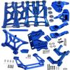 hopsupRC RC Alloy Front Rear Suspension Arm Upgrades Part for 1/10 Rusltler 2WD VXL,Caster Block,Steering Blocks,Rear Stub Axle Carriers,Shock Tower,Steering Bellcranks,Front Bulkhead,Blue view 1