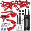hopsupRC RC Stainless Steel Drive Shaft CVD Axles Upgrades Part for 1/10 Rustler/Stampede VXL 2WD,Alloy Suspension A Arm,Aluminum Caster Block & Steering Blocks & Rear Stub Axle Carriers,Red view 1
