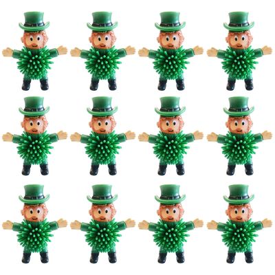 12Pcs St Patrick's Day Mini Leprechaun Toys,Squeeze Porcupine Toys Stress Relief Fidget Toy for Kids Boys St Patrick's Day Party Favor,Home Decor(Old Men)