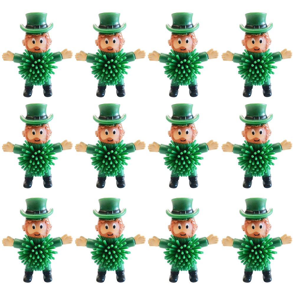 12Pcs St Patrick's Day Mini Leprechaun Toys,Squeeze Porcupine Toys Stress Relief Fidget Toy for Kids Boys St Patrick's Day Party Favor,Home Decor(Old Men)