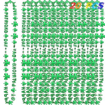 CAMIRUS 20 PCS St. Patrick's Day Shamrock Bead, Metallic Green Happy St. Patricks Day Beads for Kids Dressing-up Accessories, St. Patrick Party Favors Supplies