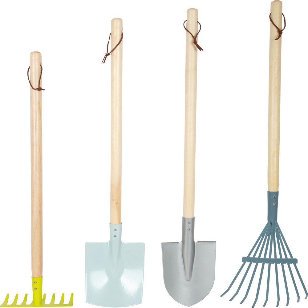 small foot Garden Tool Set Made of Wood and Metal, Garden Toy for Children from 3 Years in Modern Colours, 12389