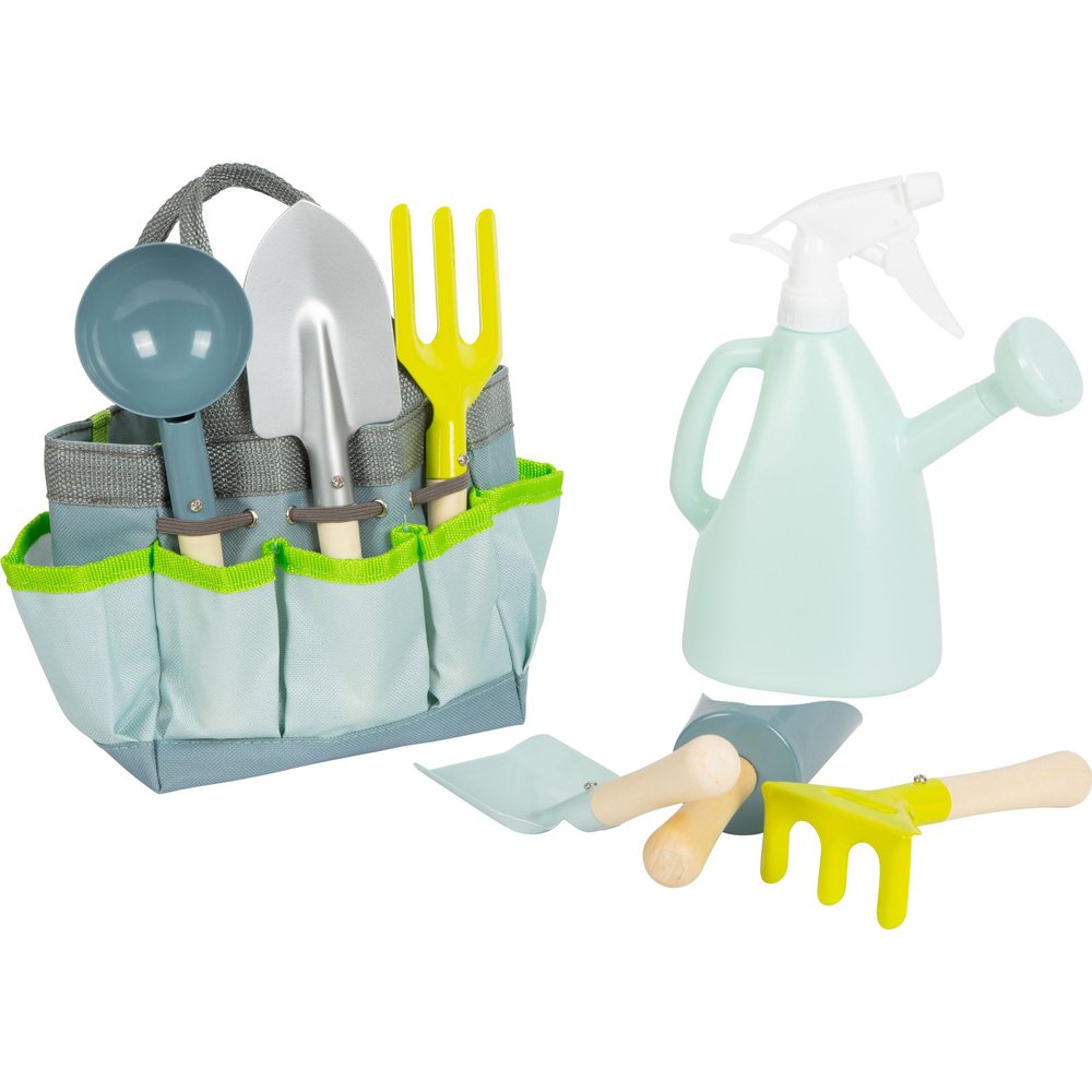 small foot Garden Bag with Garden Tools Made of Wood and Metal, Garden Toy for Children from 3 Years, 12388, White