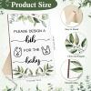 26 Pcs Baby Bibs and Game Set Baby Shower Game Sign 15 White Feeder Bibs 10 Fabric Markers for Gender Reveal (Green Leaves) view 2