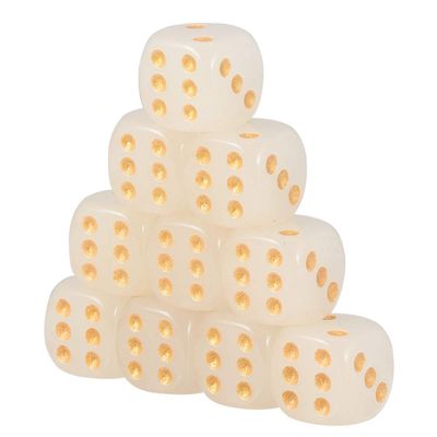 10Pcs 16mm D6 Glow in The Dark Dices Six Sided Luminous Dices Round Corner Dice Blocks