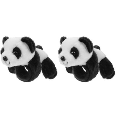 LUOZZY 2pcs Jungle Themed Slap Bracelet Panda Slap Band Stuffed Simulation Animals Slap Bracelet Kids Party Favors