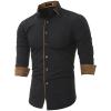 Men's Business Long Sleeve Dress Shirt Stylish Slim Fit Button Up Shirts Solid Lightweight Turn-Down Collar Shirt (Black,3X-Large)