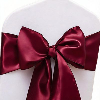 JFDYDM 50 Pack Satin Burgundy Chair Sashes Bows for Wedding Party Thanksgiving Halloween Hotel Reception Restaurant Decorations, Event Decorations