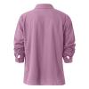 Men's Linen Button Down Shirts Casual Long Sleeve Summer Beach Shirt Tops Lightweight Solid Color Loose Fit Shirt (Pink,4X-Large) view 2