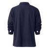 Men's Linen Button Down Shirts Casual Long Sleeve Summer Beach Shirt Tops Lightweight Solid Color Loose Fit Shirt (Dark Blue,5X-Large) view 3