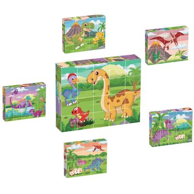 PicassoTiles Magnetic Cube Puzzle 6-in-1 Dinosaur Theme Pattern Magnet Brain Teaser Building Cubes 120 Pictures Toy Set Kids Ages 3 & Up Preschool Children Promote Problem Solving Skills PMC23